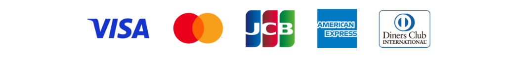 VISA, Mastercard, JCB, AMERICAN EXPRESS, Diners Club