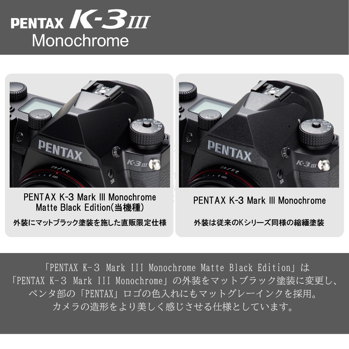 [R-cafe対象]PENTAX K-3 Mark III Monochrome  ボディキット（通常モデル）