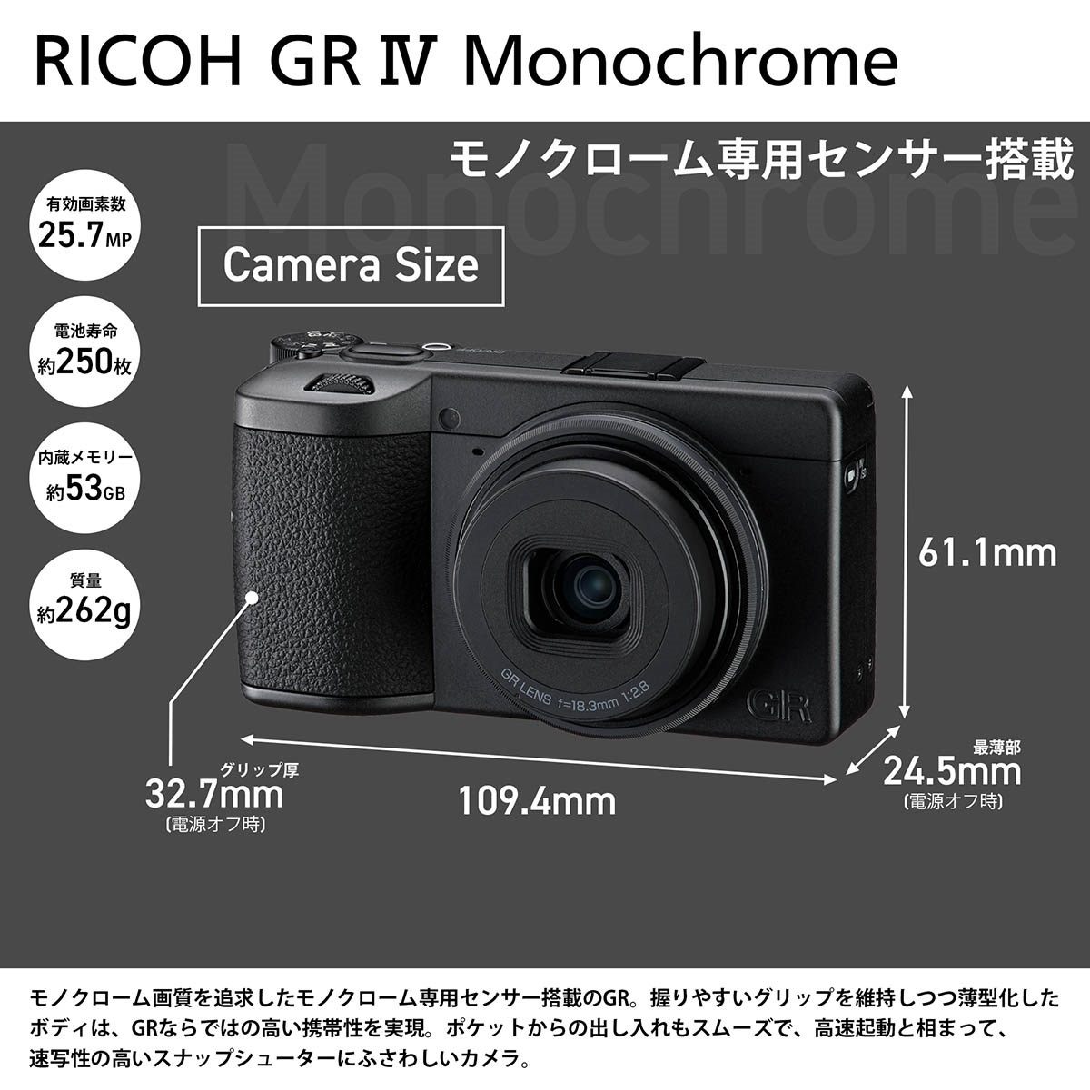 RICOH GR IV Monochrome【1年保証】