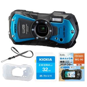 PENTAX WG-90 ブルー+アクセサリー4点+長期安心サービスワイドSOMPO（5年）